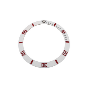 BZI008WHRD 38mm Matte White with Red Text SUB Style Sloped Ultralight Insert