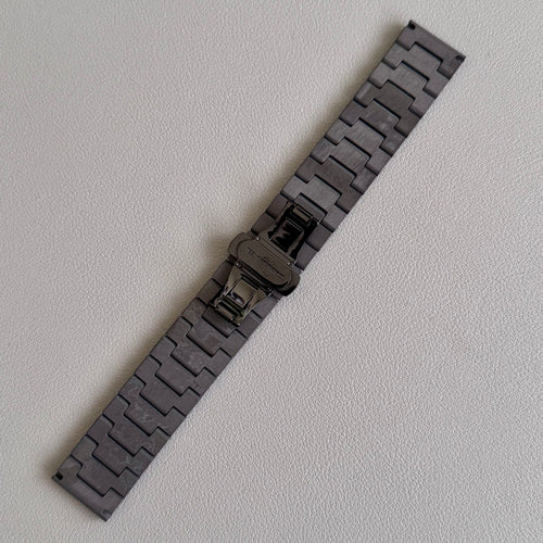 20mm flat end Forged Carbon watch bracelet with PVD black steel butterfly clasp