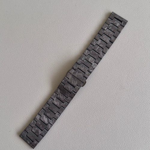 20mm flat end Forged Carbon watch bracelet with PVD black steel butterfly clasp