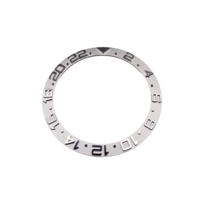 BZI002GMT-SI 38mm Yachtmaster Style GMT Sloped Steel Insert - Silver