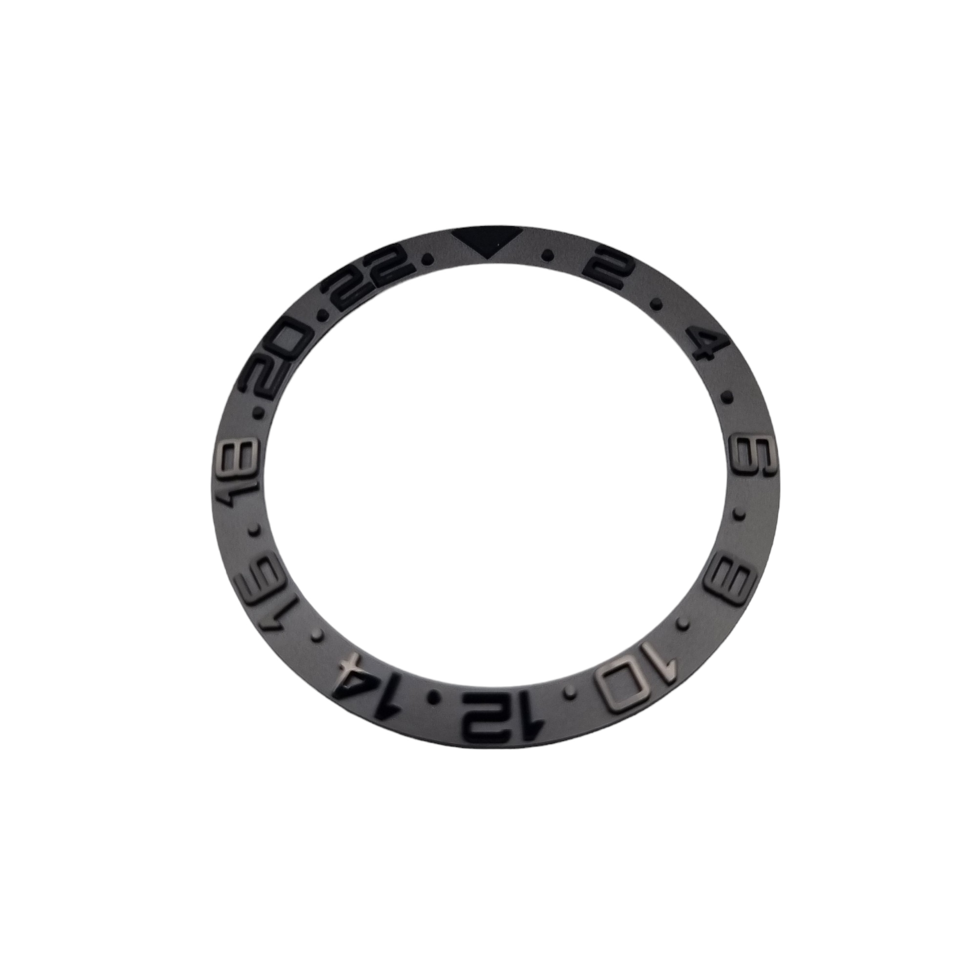 BZI002GMT-BK 38mm Yachtmaster Style GMT Sloped Steel Insert - Black