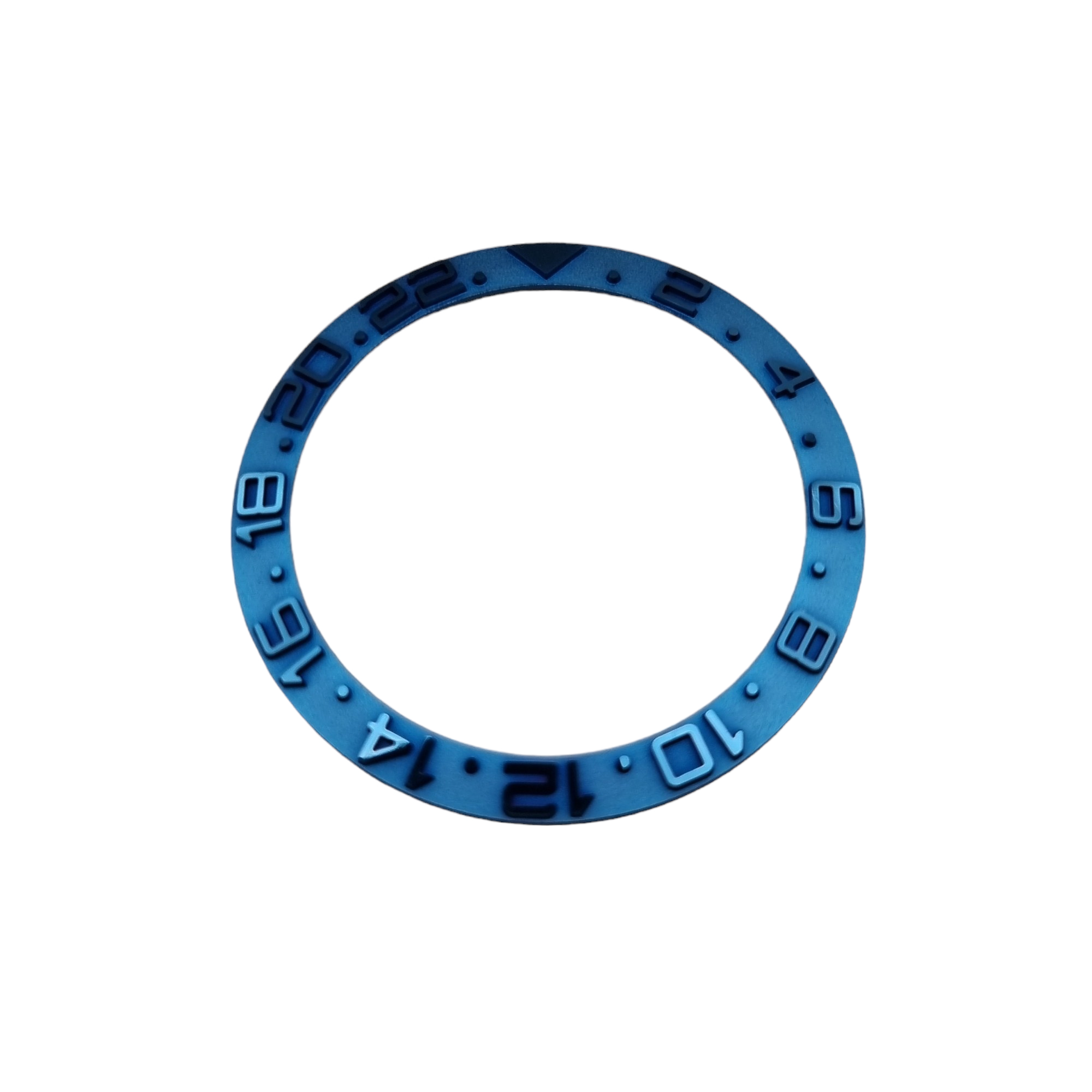 BZI002GMT-BL 38mm Yachtmaster Style GMT Sloped Steel Insert - Blue