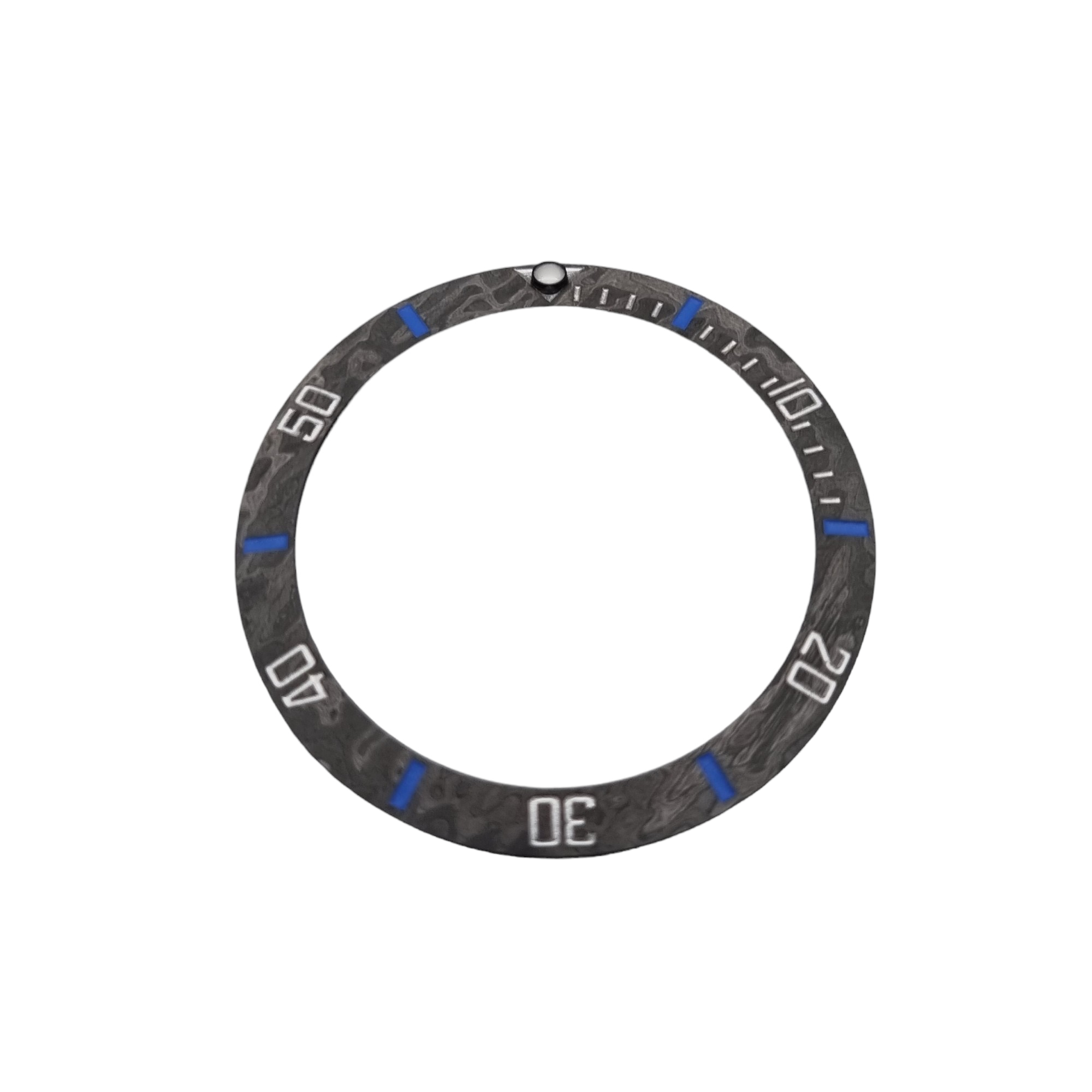 BZI078BL 38mm Sub-Style Sloped Forged Carbon Pattern Insert - Blue Accents