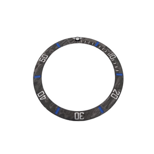 BZI078BL 38mm Sub-Style Sloped Forged Carbon Pattern Insert - Blue Accents