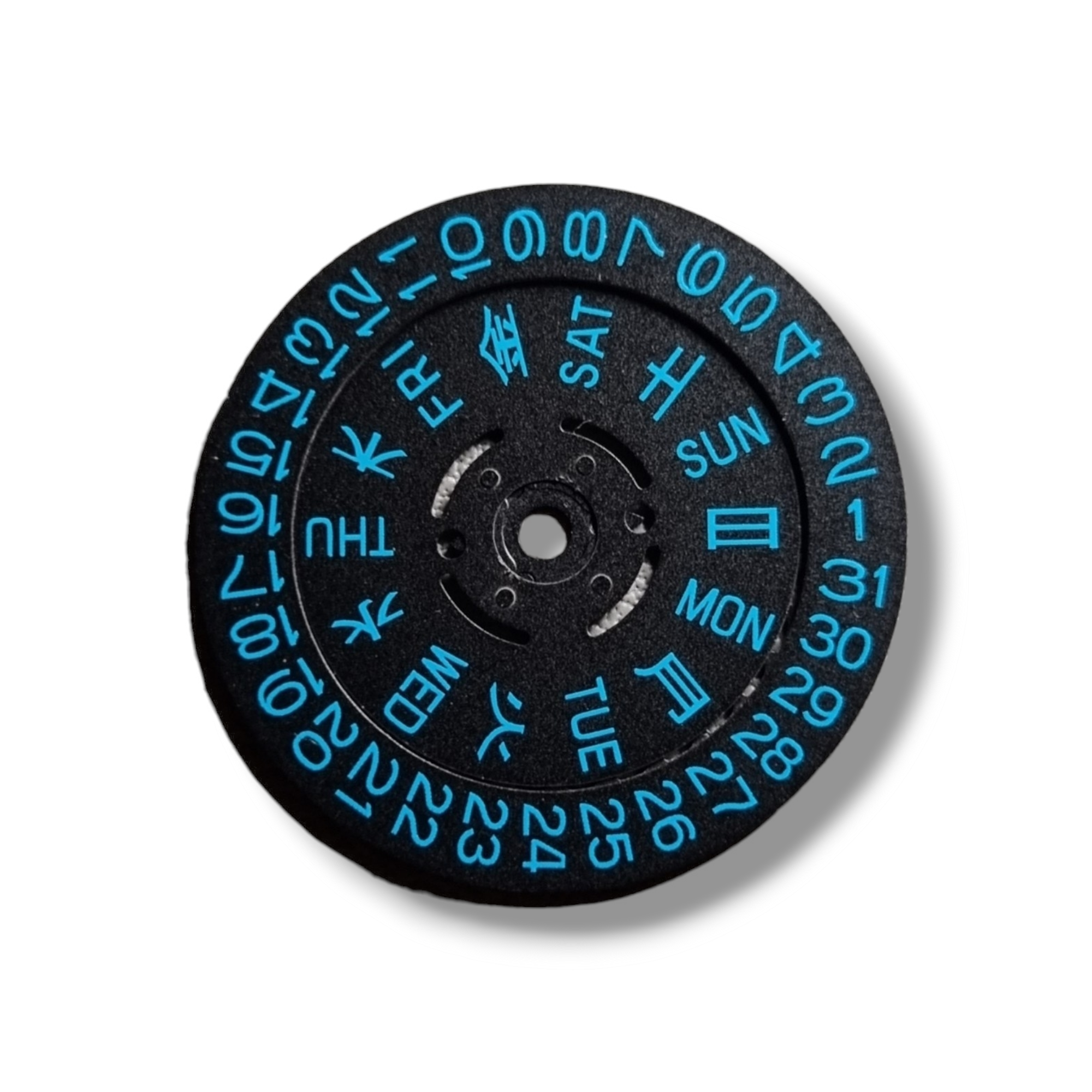 MVT042 NH36 Day Date Wheels with Blue Text