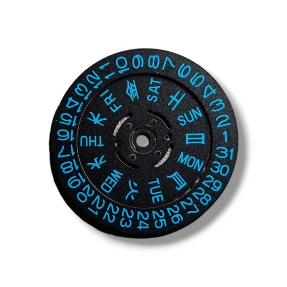 MVT042 NH36 Day Date Wheels with Blue Text
