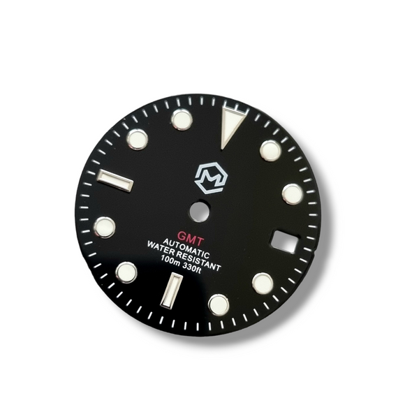 DIA111 Gloss Black with Red Text GMT Dial for NH34