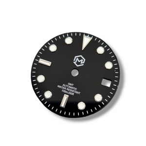 DIA111 Gloss Black with White Text GMT Dial for NH34