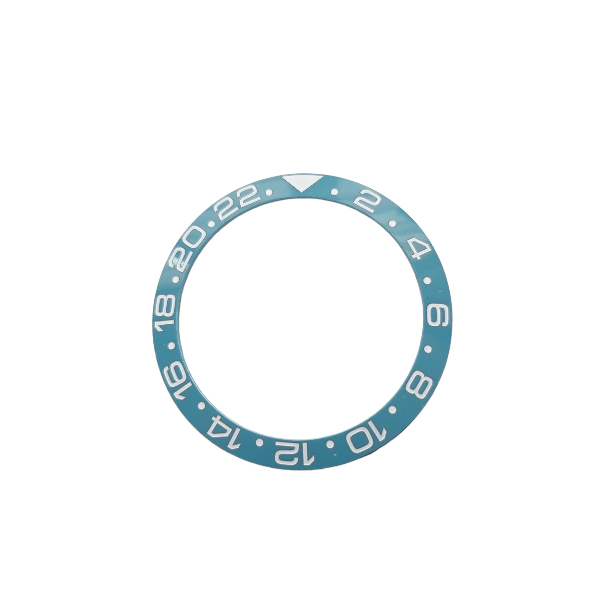 BZI009TIWH 38mm Tiffany with White Text GMT Style Sloped Ceramic Insert