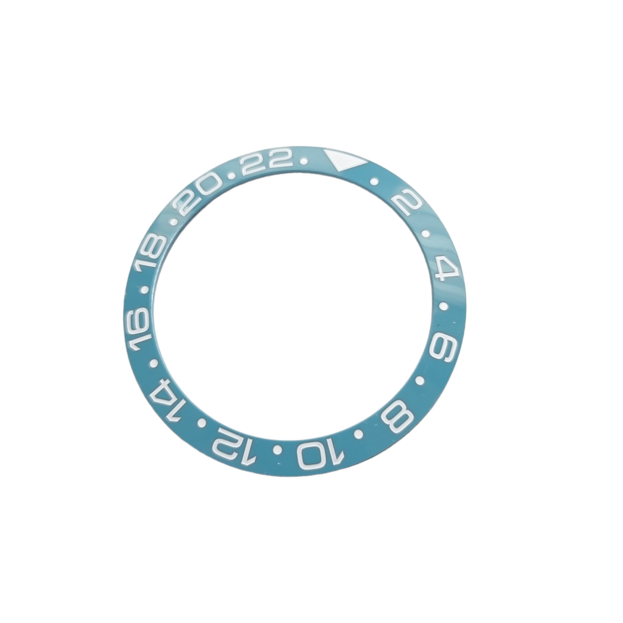 BZI009TIWH 38mm Tiffany with White Text GMT Style Sloped Ceramic Insert