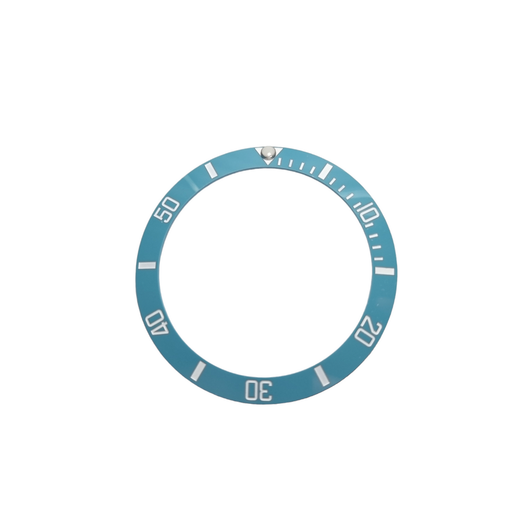 BZI008TIWH 38mm Tiffany with White Text SUB Style Sloped Ceramic Insert