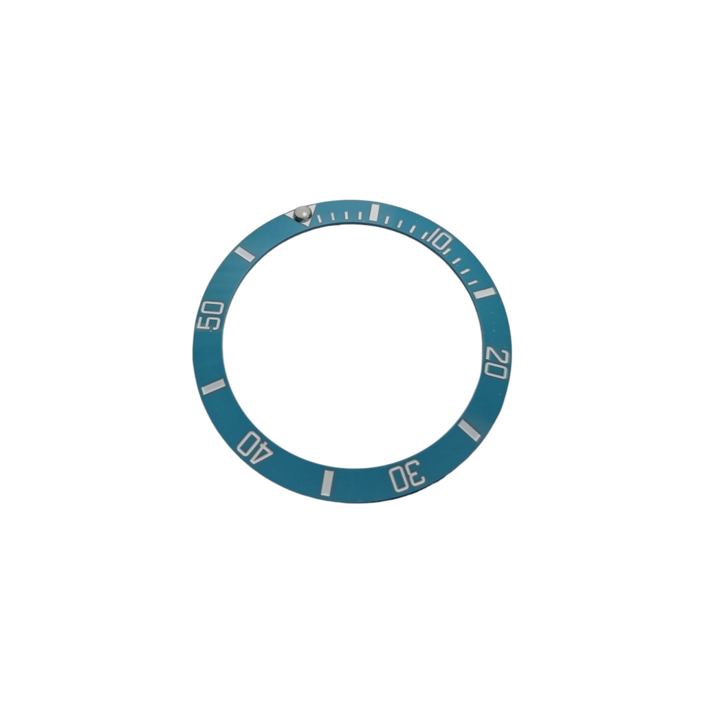 BZI008TIWH 38mm Tiffany with White Text SUB Style Sloped Ceramic Insert