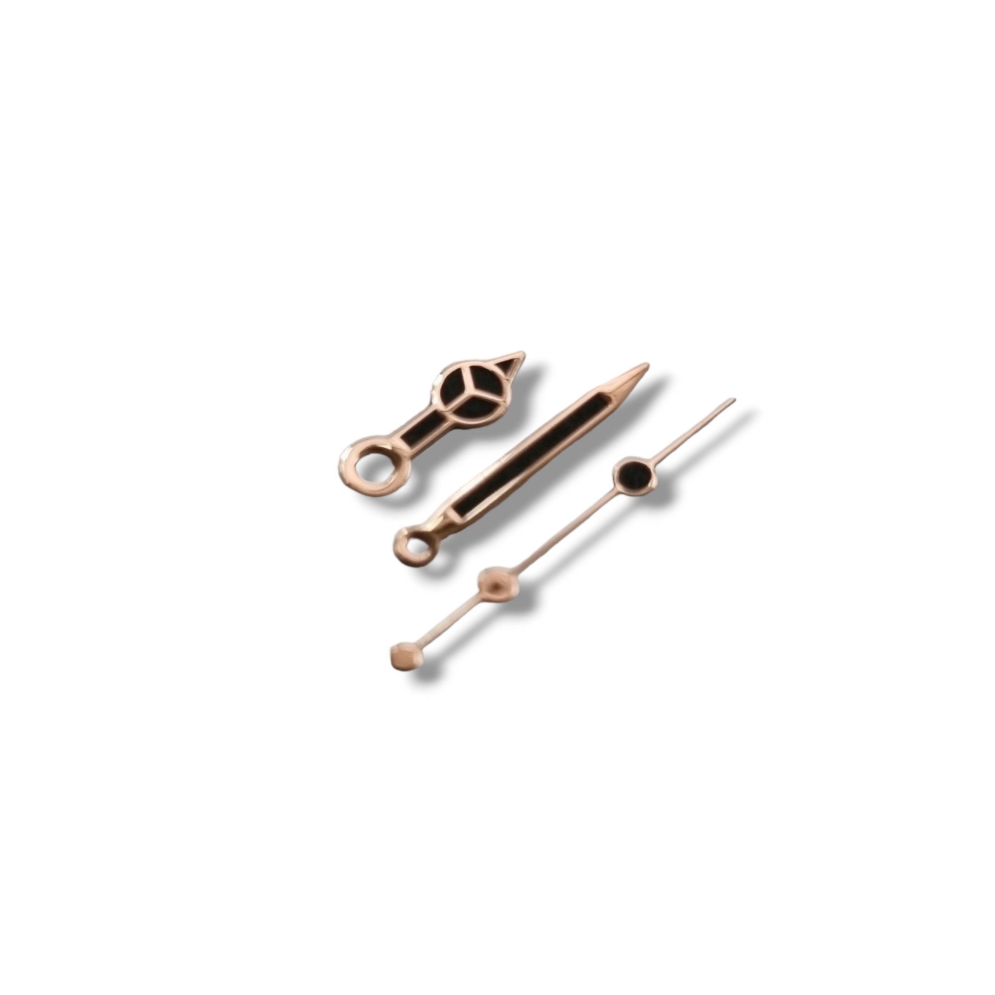 Polished Rose Gold Merc With Black Lume Hand Set - HAN052C