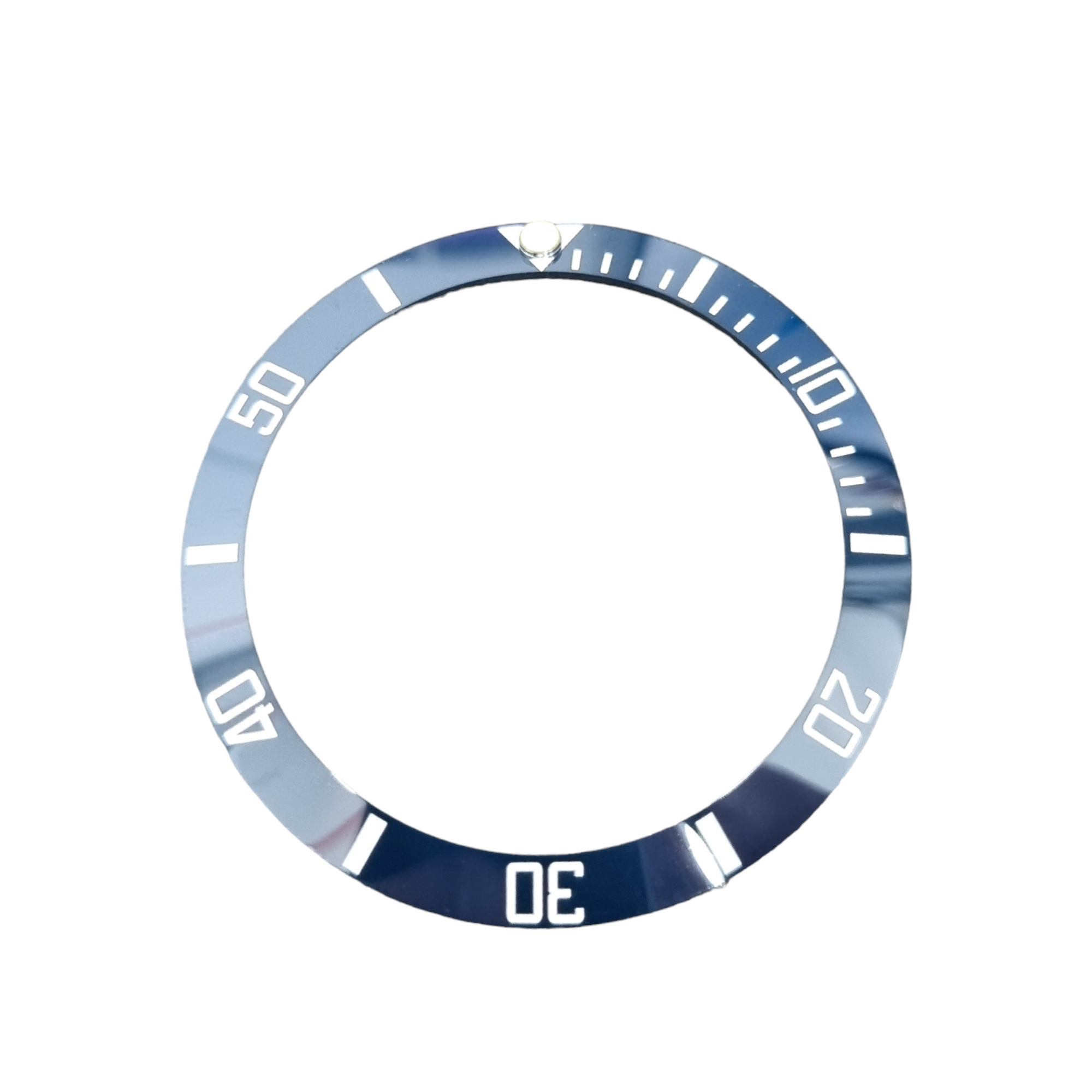 BZI008AEBL 38mm Aegean Blue with White Text SUB Style Sloped Ceramic Insert