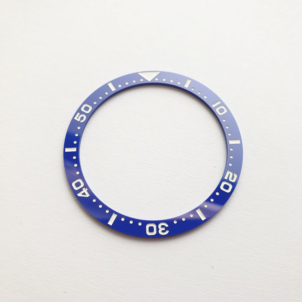 BZI016BLWH 38mm Blue with White Text SKX Style Flat Ceramic Insert