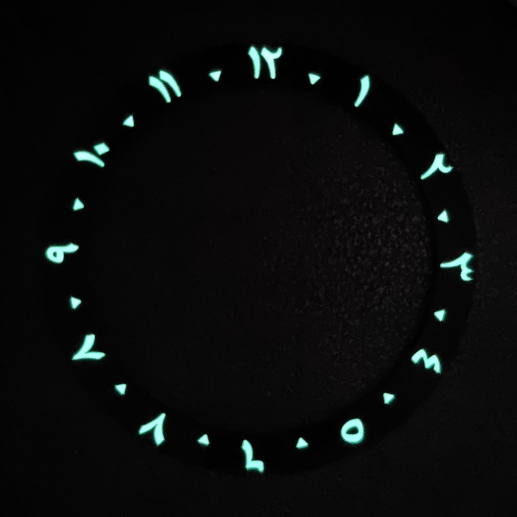 BZI050 38mm Arabic Dual-Time Sloped Ceramic Insert with Lume