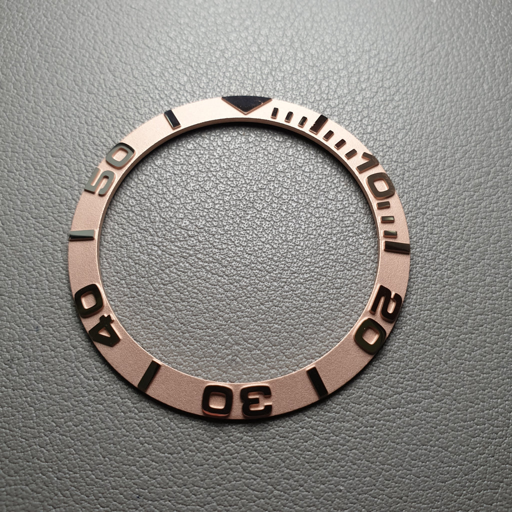 BZI002RG 38mm Rose Gold Yachtmaster Style Sloped Insert