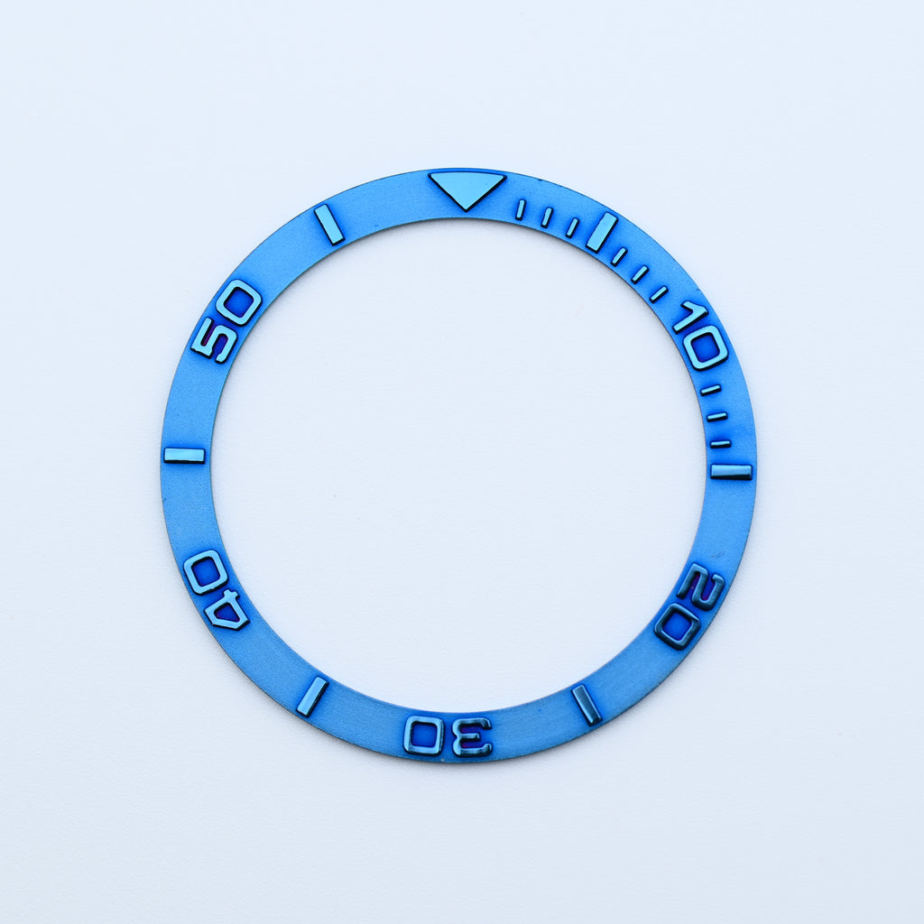 BZI003BL 38mm Metallic Blue Yachtmaster Style Flat Steel Insert