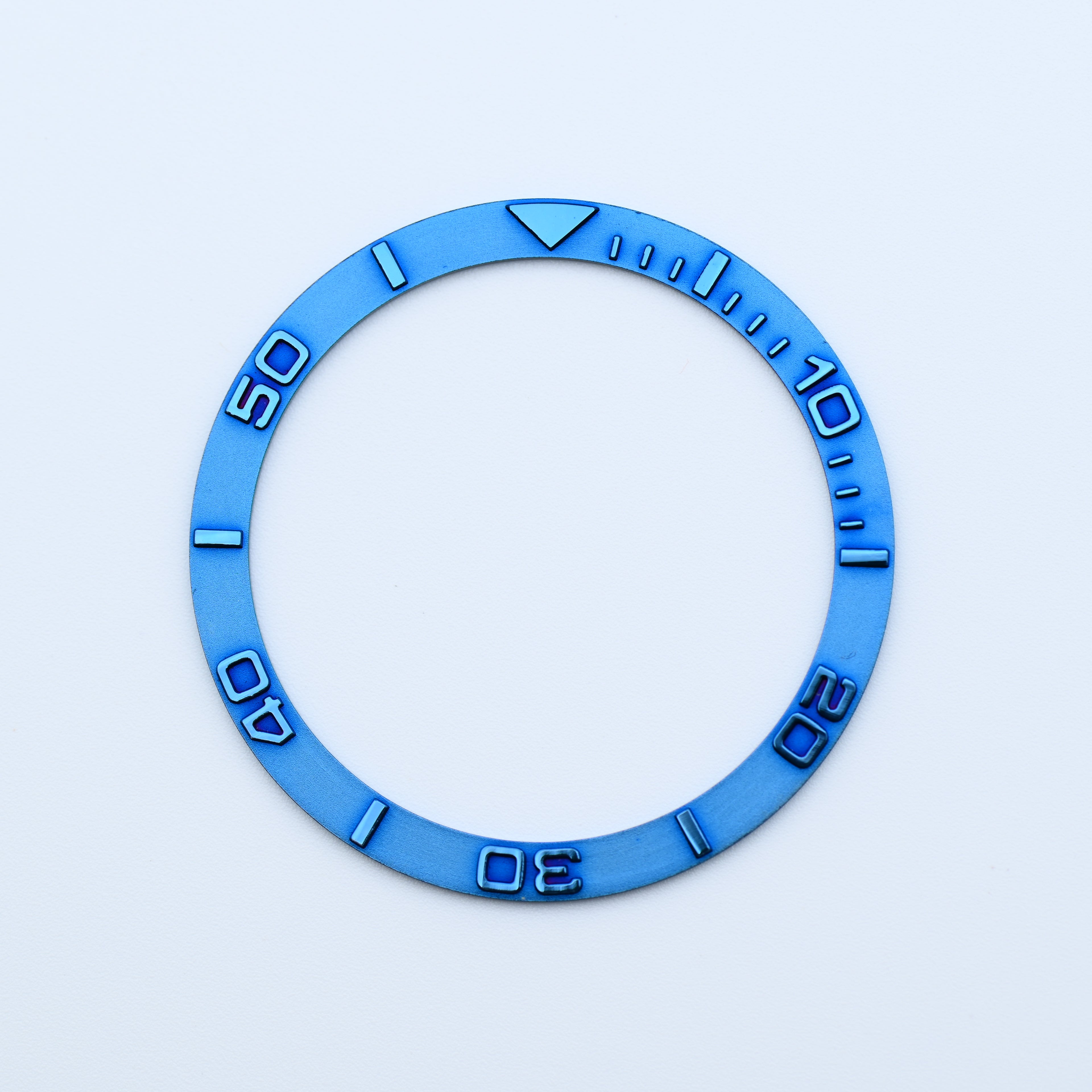 BZI003BL 38mm Metallic Blue Yachtmaster Style Flat Steel Insert