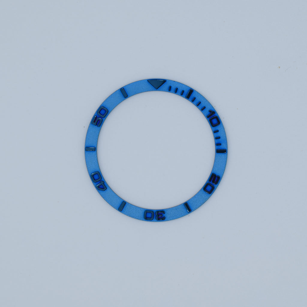 BZI003BL 38mm Metallic Blue Yachtmaster Style Flat Steel Insert