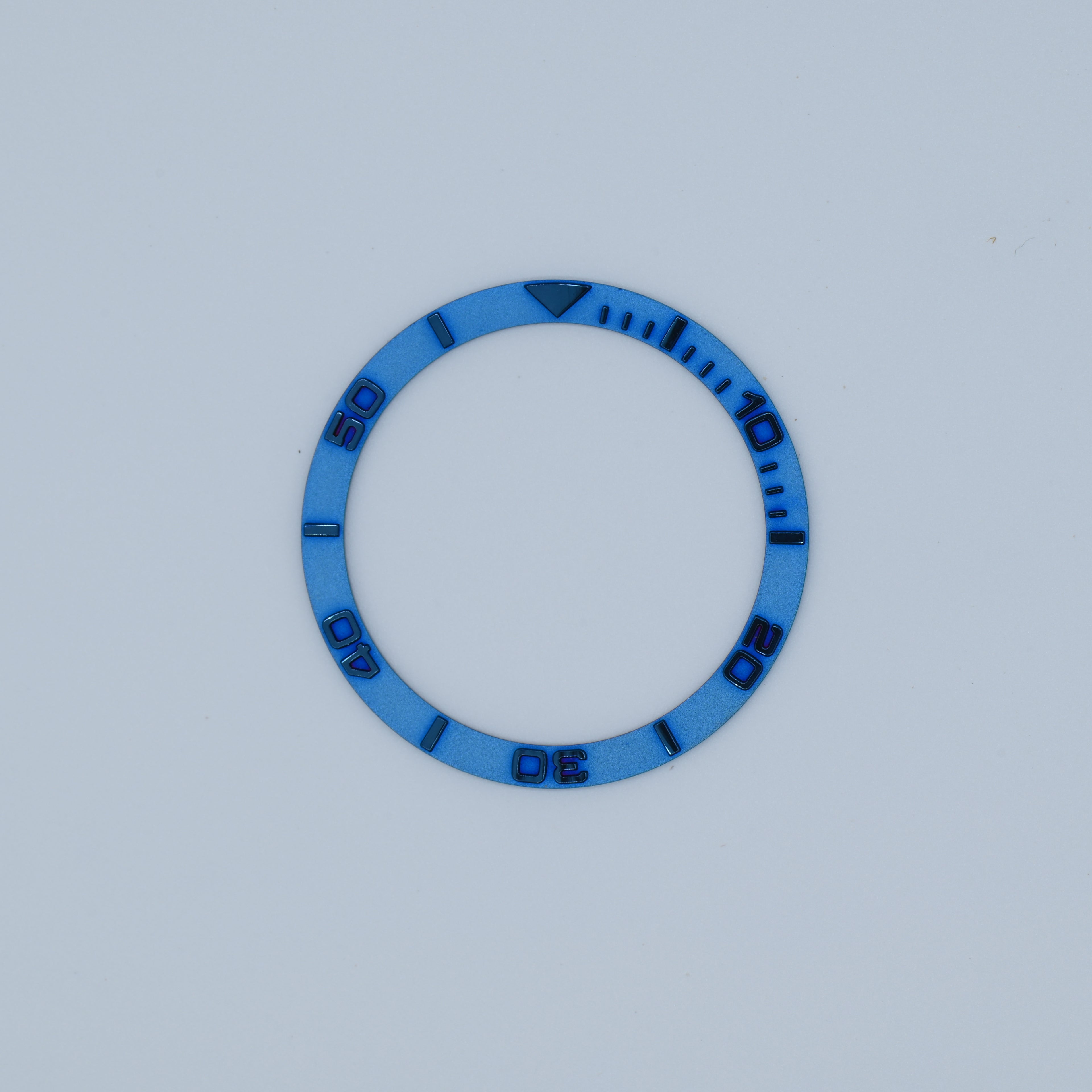 BZI003BL 38mm Metallic Blue Yachtmaster Style Flat Steel Insert