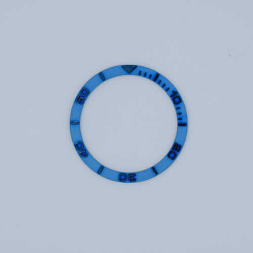 BZI003BL 38mm Metallic Blue Yachtmaster Style Flat Steel Insert
