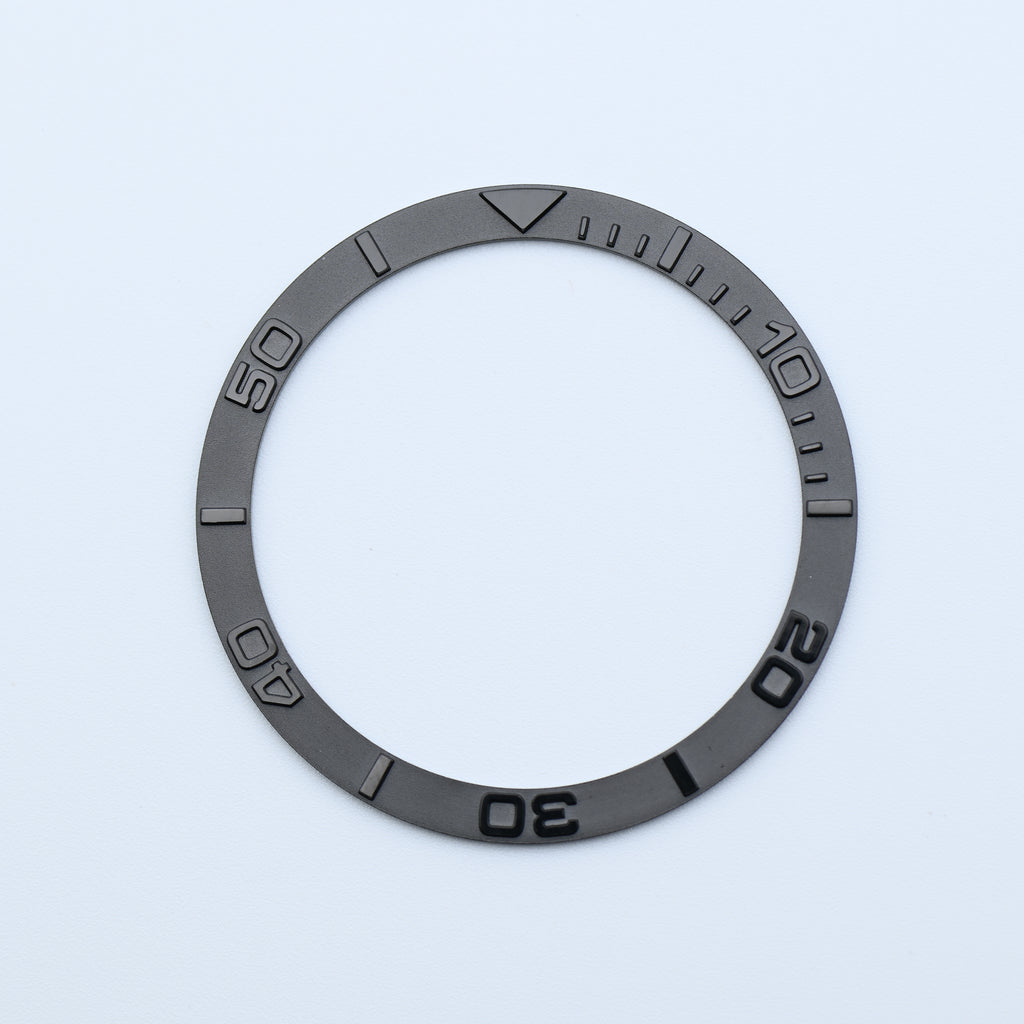 BZI003GM 38mm Gunmetal Black Yachtmaster Style Flat Steel Insert