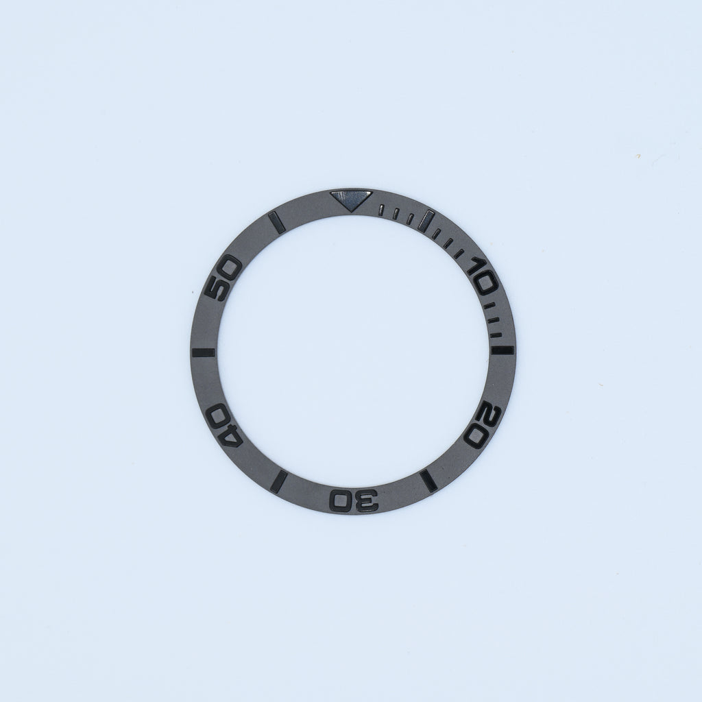 BZI003GM 38mm Gunmetal Black Yachtmaster Style Flat Steel Insert