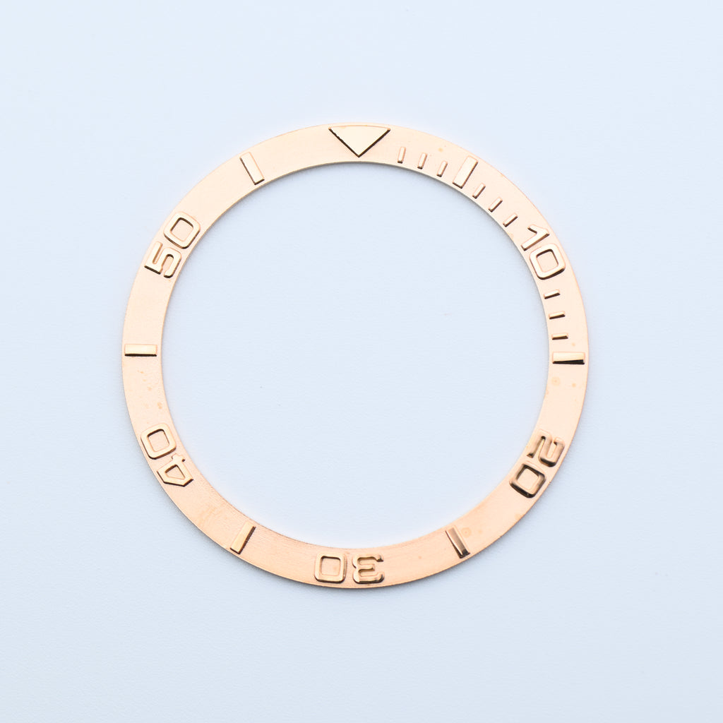 BZI003RG 38mm Rose Gold Yachtmaster Style Flat Steel Insert