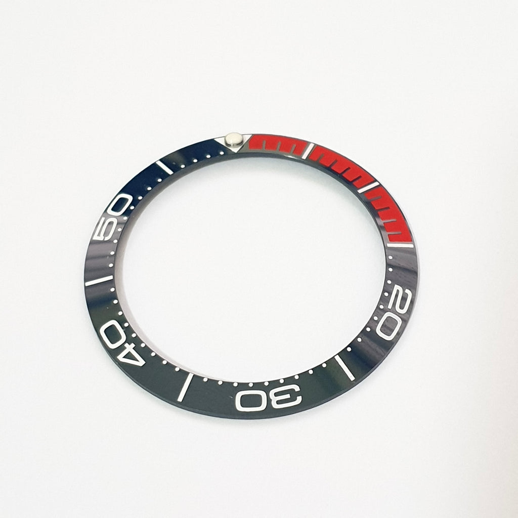 BZI004 38mm Aegean Blue with Red Accent SMP Style Sloped Ceramic Insert