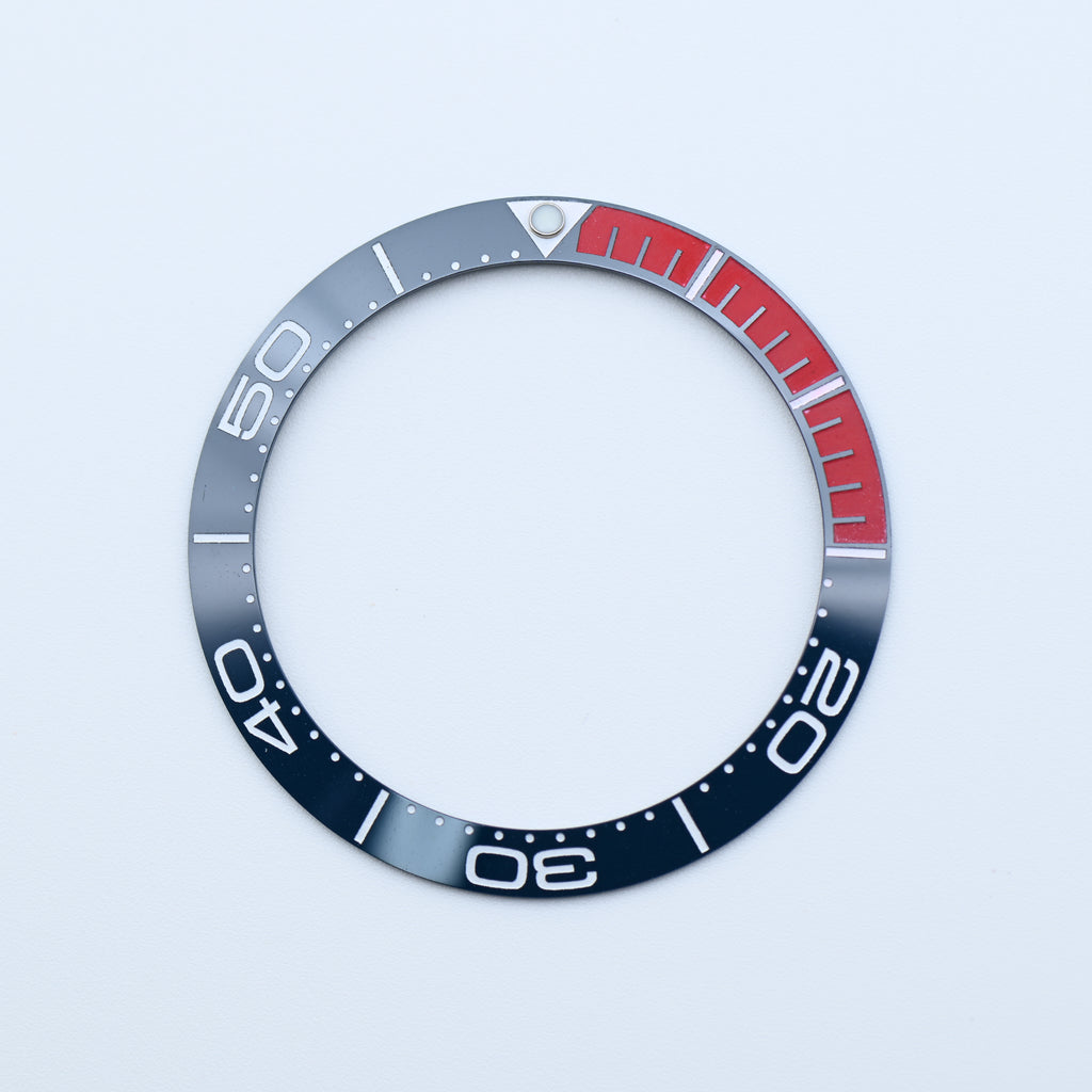 BZI004 38mm Aegean Blue with Red Accent SMP Style Sloped Ceramic Insert