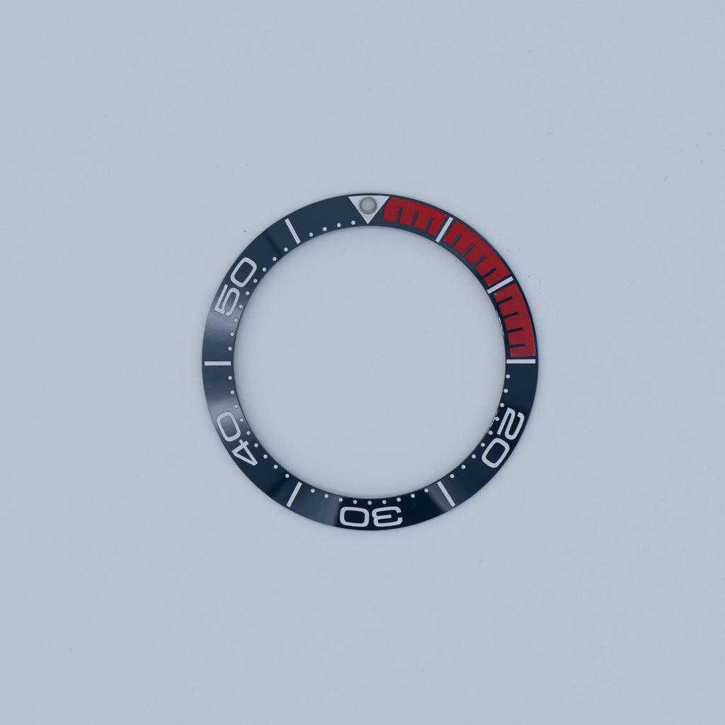 BZI004 38mm Aegean Blue with Red Accent SMP Style Sloped Ceramic Insert