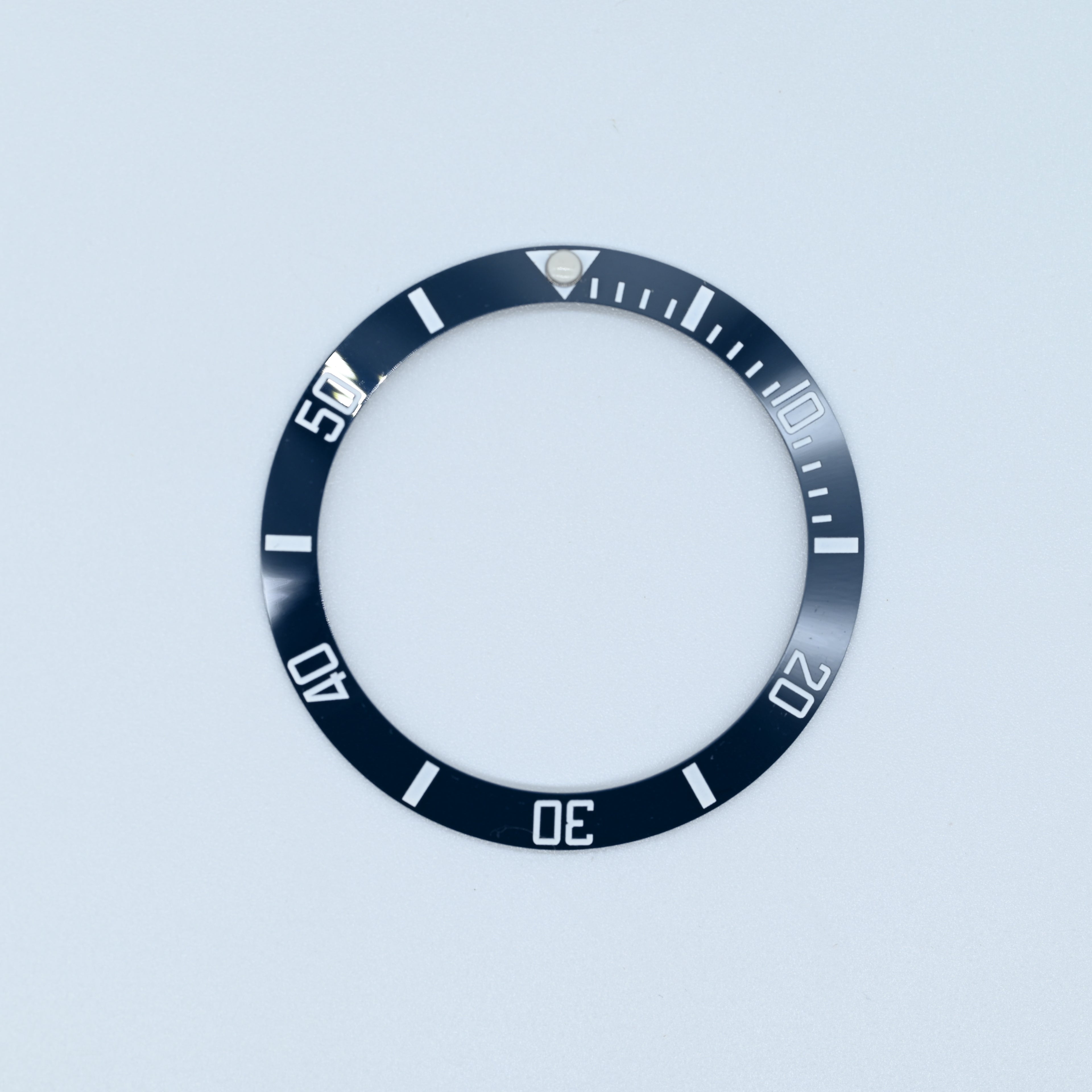 BZI008AEBL 38mm Aegean Blue with White Text SUB Style Sloped Ceramic Insert