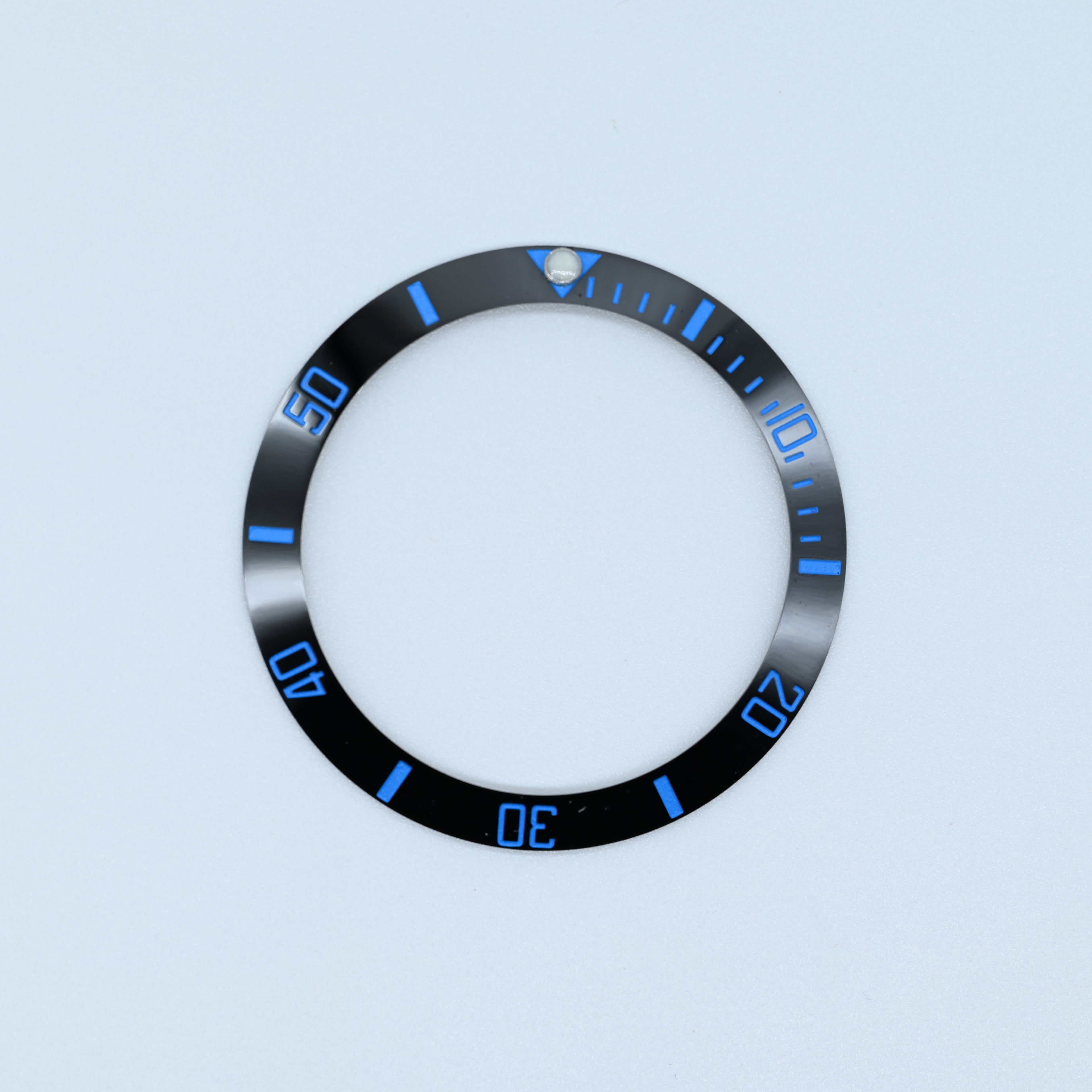 BZI008BKET 38mm Black with Electric Blue Text SUB Style Sloped Ceramic Insert