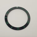 BZI008BKGR 38mm Black with Green Text SUB Style Sloped Ceramic Insert