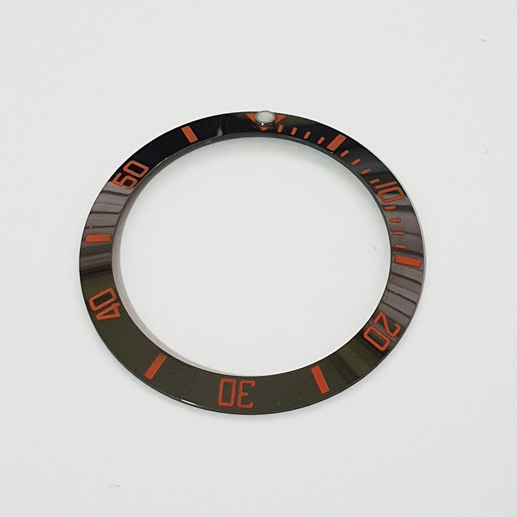 BZI008BKOR 38mm Black with Orange Text SUB Style Sloped Ceramic Insert