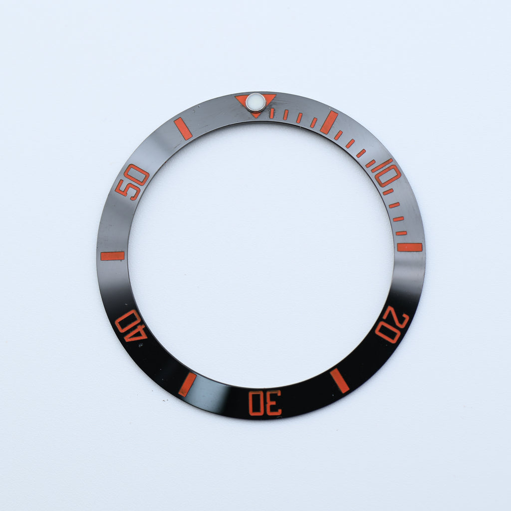 BZI008BKOR 38mm Black with Orange Text SUB Style Sloped Ceramic Insert