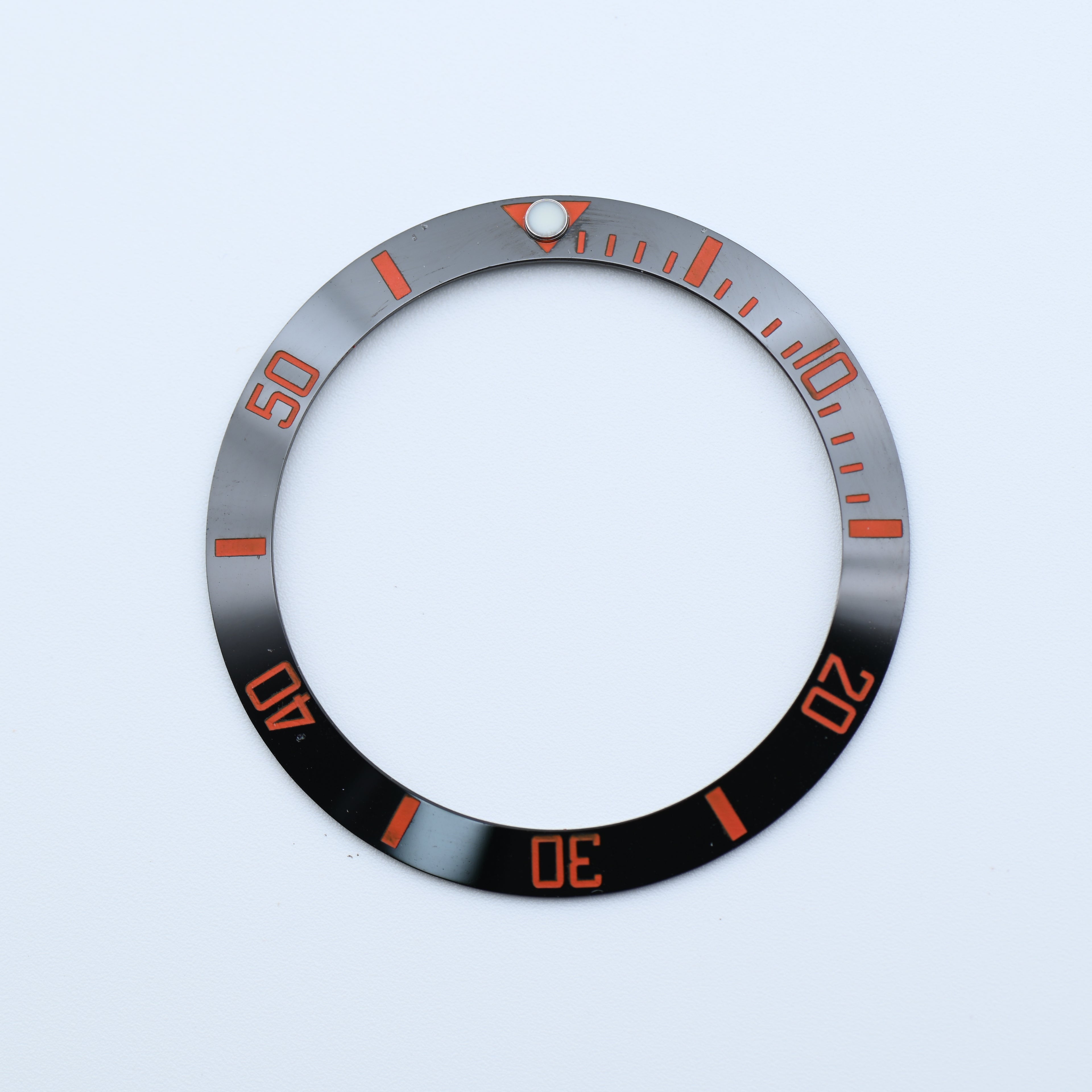 BZI008BKOR 38mm Black with Orange Text SUB Style Sloped Ceramic Insert