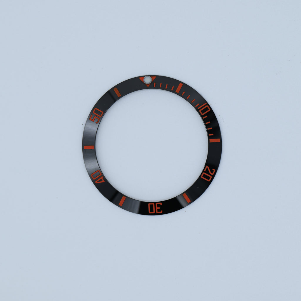 BZI008BKOR 38mm Black with Orange Text SUB Style Sloped Ceramic Insert