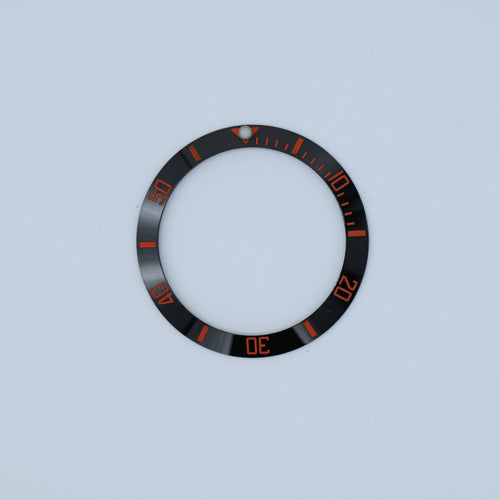 BZI008BKOR 38mm Black with Orange Text SUB Style Sloped Ceramic Insert