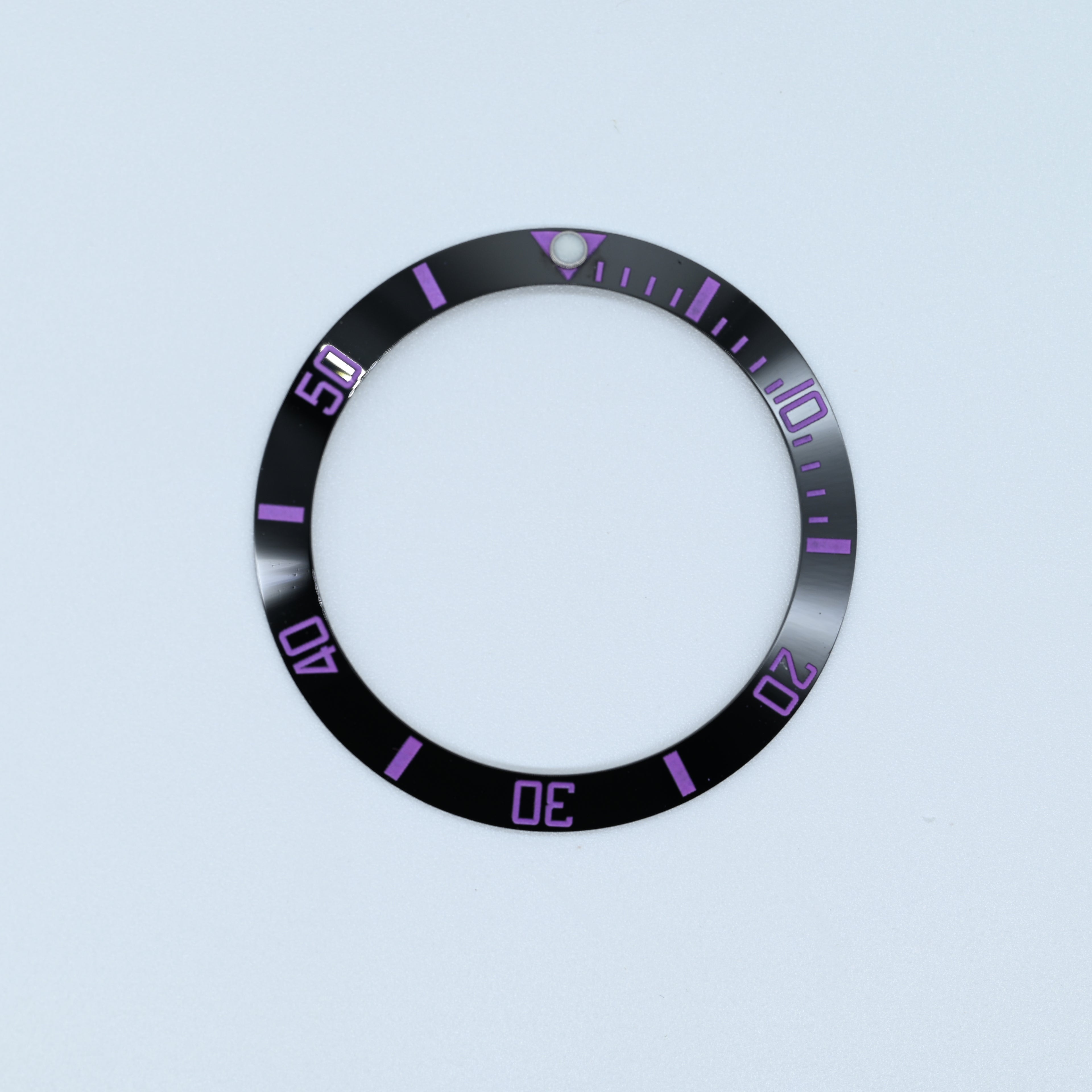 BZI008BKPU 38mm Black with Purple Text SUB Style Sloped Ceramic Insert