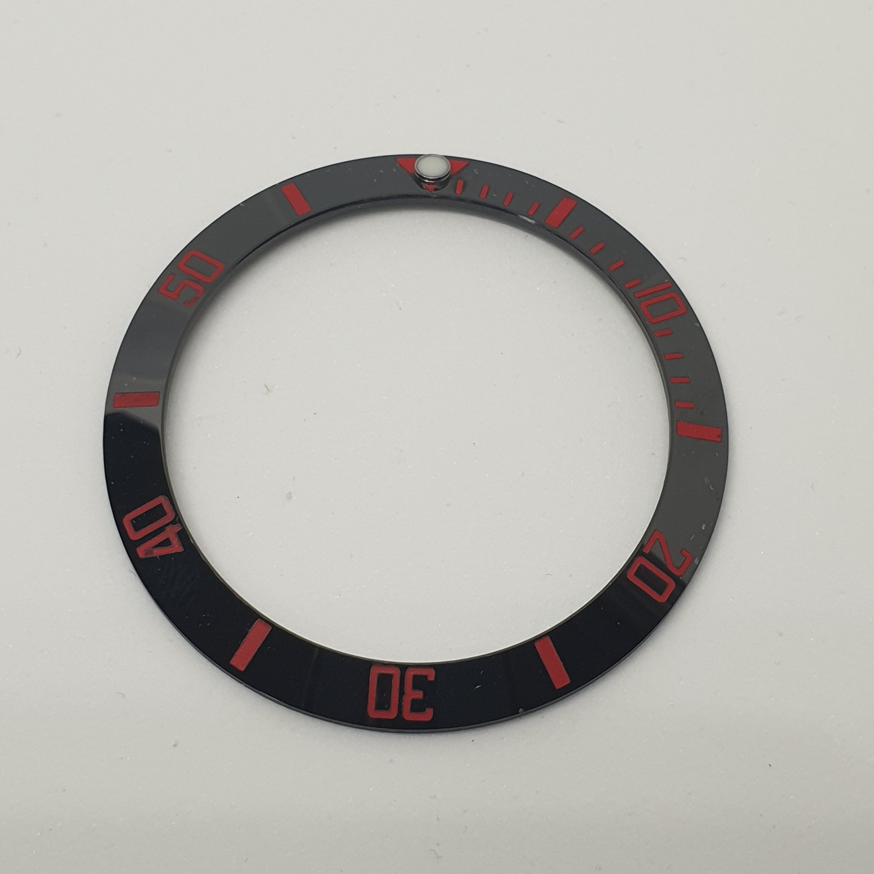 BZI008BKRD 38mm Black with Red Text SUB Style Sloped Ceramic Insert