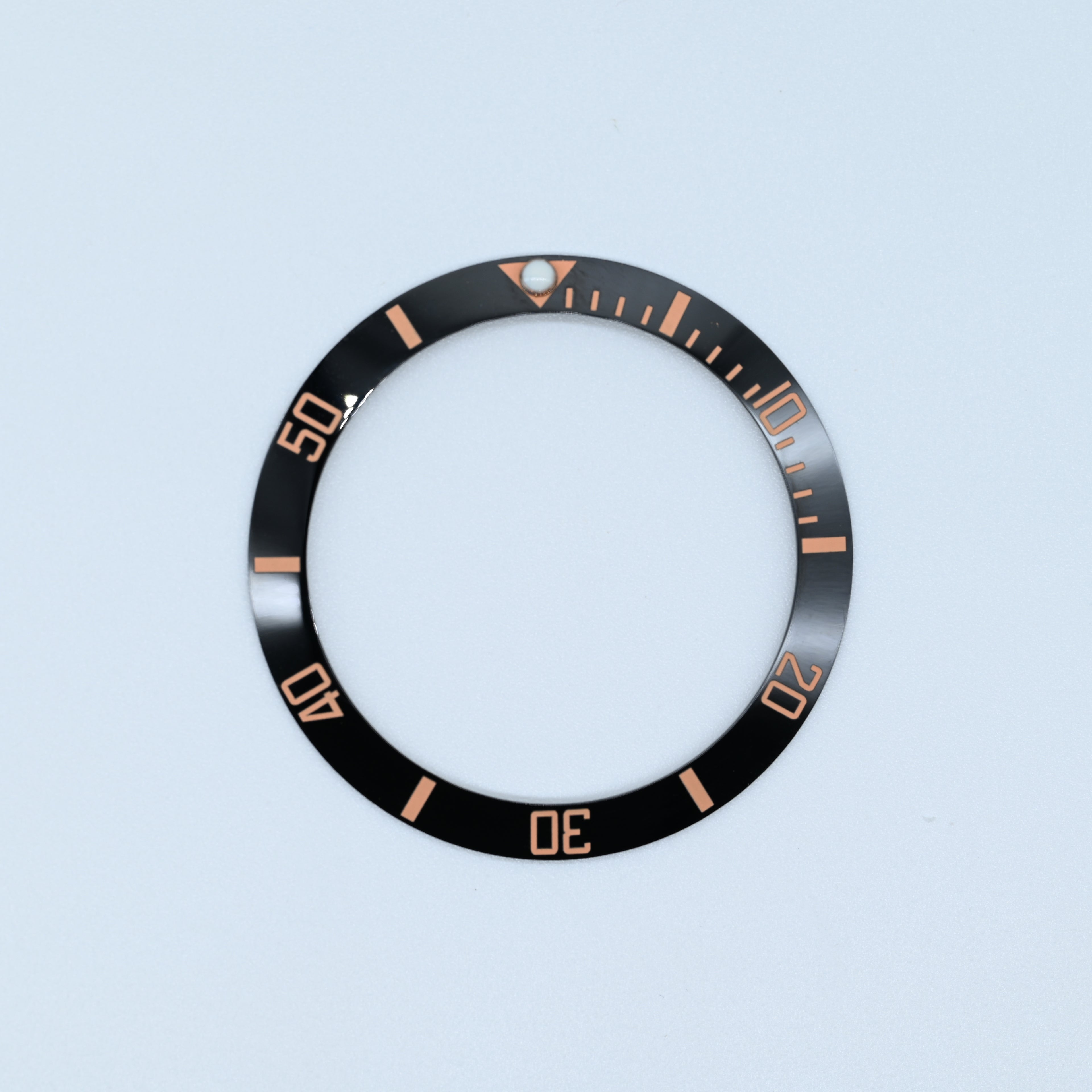 BZI008BKSA 38mm Black with Rose Salmon Text SUB Style Sloped Ceramic Insert