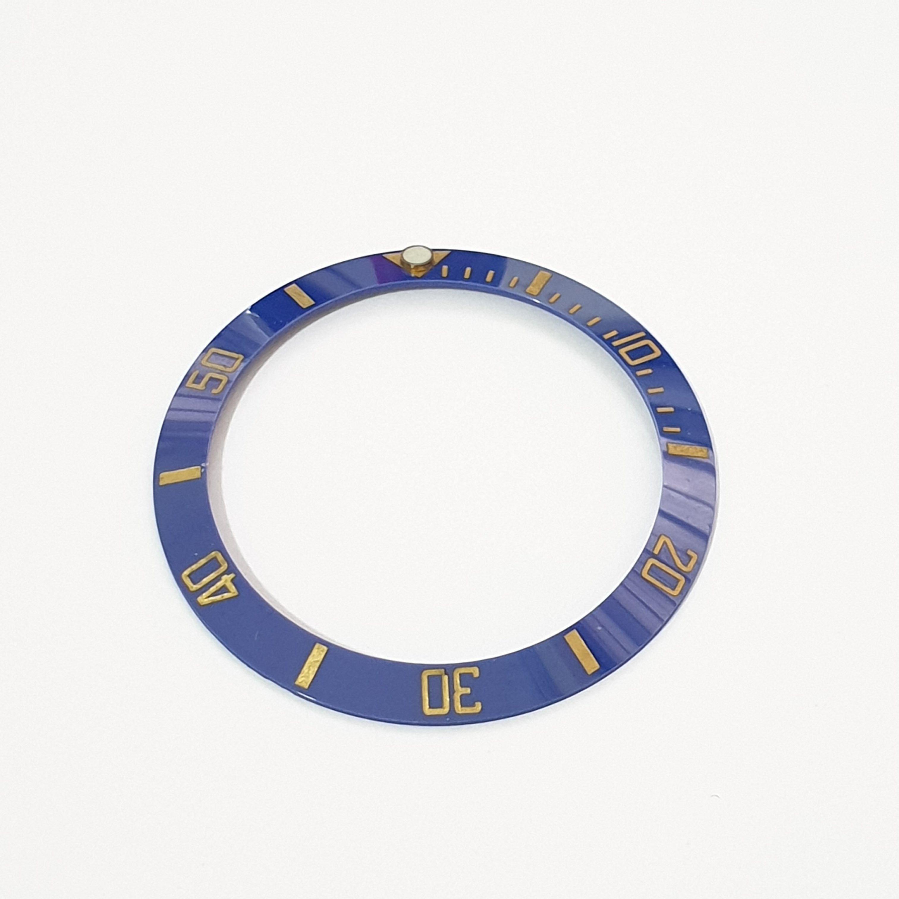 BZI008BLGD 38mm Blue with Gold Text SUB Style Sloped Ceramic Insert