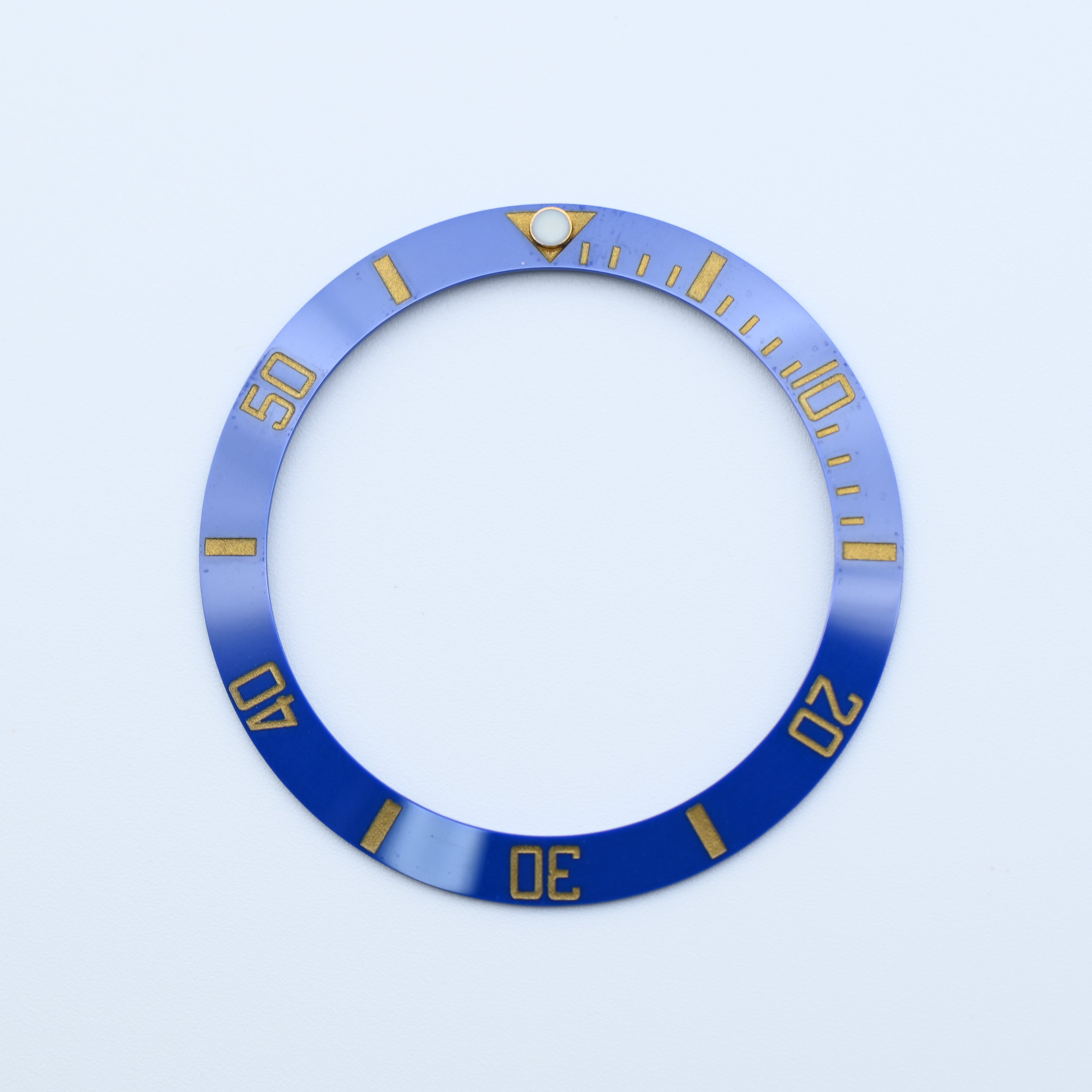 BZI008BLGD 38mm Blue with Gold Text SUB Style Sloped Ceramic Insert