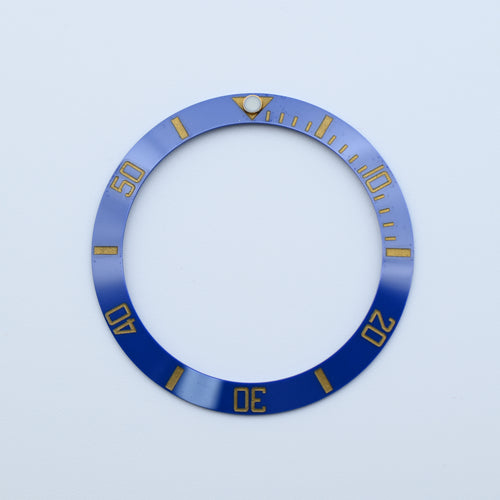 BZI008BLGD 38mm Blue with Gold Text SUB Style Sloped Ceramic Insert