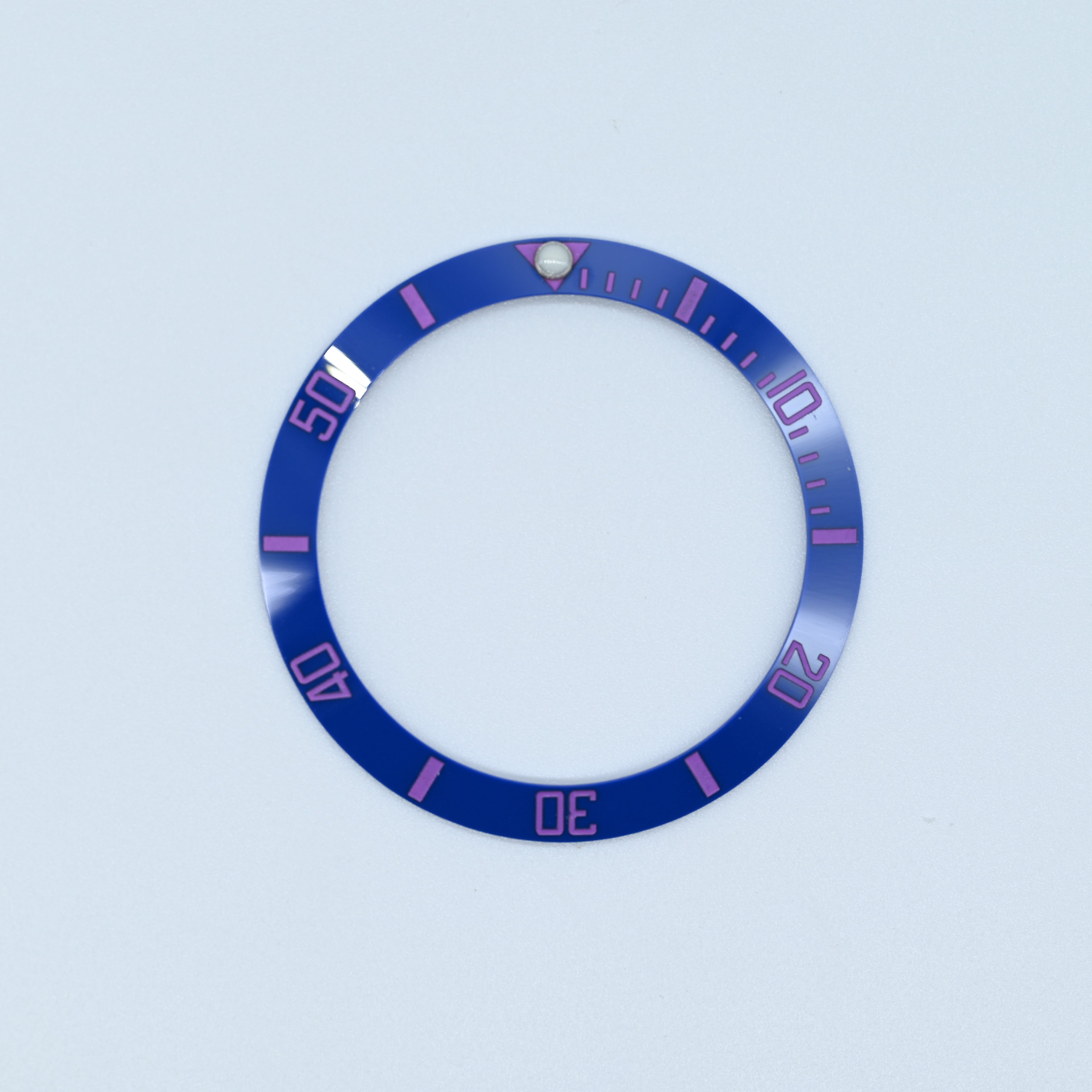 BZI008BLPU 38mm Blue with Purple Text SUB Style Sloped Ceramic Insert