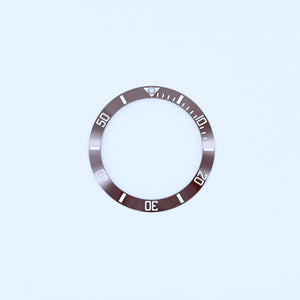BZI008BRWH 38mm Choc Brown with White Text SUB Style Sloped Ceramic Insert