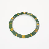 BZI008GRGD 38mm Green with Gold Text SUB Style Sloped Ceramic Insert