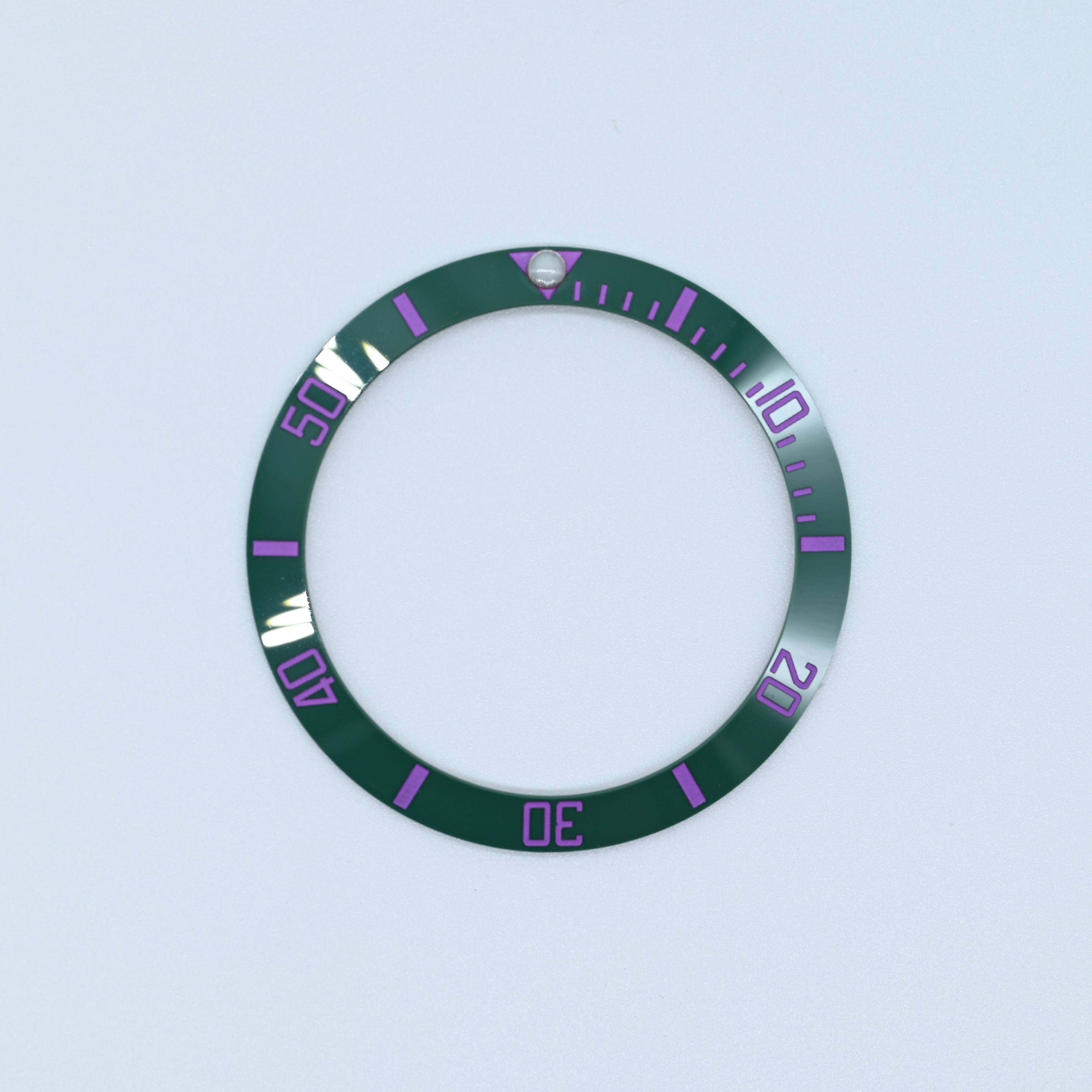 BZI008GRPU 38mm Green with Purple Text SUB Style Sloped Ceramic Insert